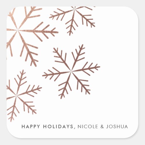 Shining snowflake faux foil winter holiday square sticker