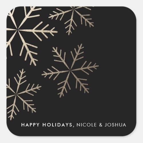 Shining snowflake faux foil winter holiday square sticker