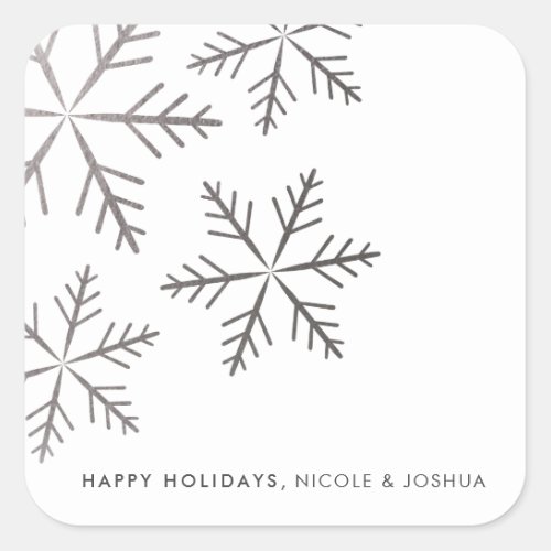 Shining snowflake faux foil winter holiday sticker