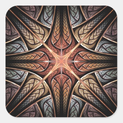 Shining Star Abstract fractal art Square Sticker