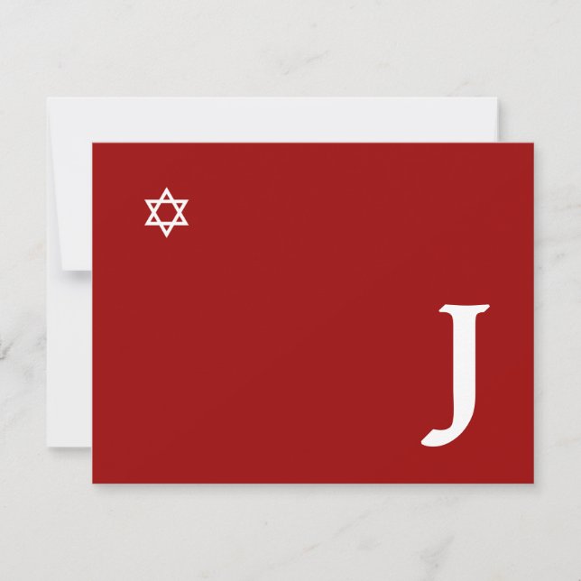 Shining Star Bar Mitzvah Monogram RSVP Card (Front)