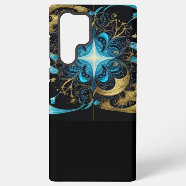 Shining Star Blue Flower Gold Samsung Galaxy Case (Back)