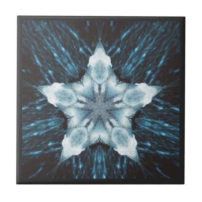Shining star bright on black and cobalt blue ceramic tile (Front)