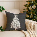 Shining Star Christmas Quote Chalkboard Throw Pillow<br><div class="desc">Have yourself a merry little Christmas with this festive decorative throw pillow! Design features a bountiful Christmas tree with "hang a shining star upon the highest bough" inscribed inside, all on a brushed gray chalkboard background. Customize the reverse side with the year for a sweet holiday keepsake. Coordinating items, including...</div>