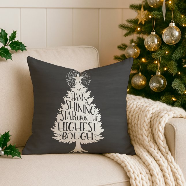 Shining Star Christmas Quote Chalkboard Throw Pillow (Creator Uploaded)