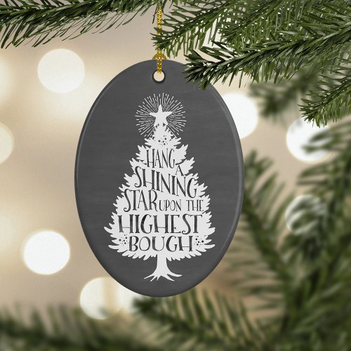 Shining Star Christmas Tree Chalkboard Keepsake Ceramic Ornament