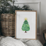 Shining Star Christmas Tree Quote Art Print<br><div class="desc">Have yourself a merry little Christmas with this festive design! Features a bountiful green watercolor tree,  faux gold effect star,  and "hang a shining star upon the highest bough" inscribed inside the tree. Coordinating items,  including Christmas cards,  available in our shop!</div>