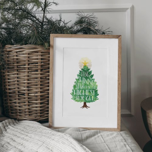 Shining Star Christmas Tree Quote Art Print