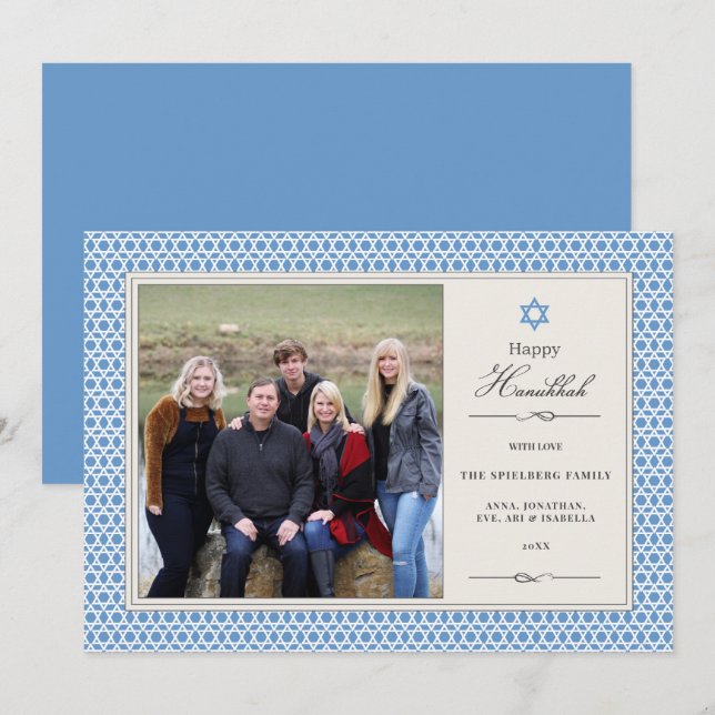 Shining Star Hanukkah Photo Flat Card (Front/Back)