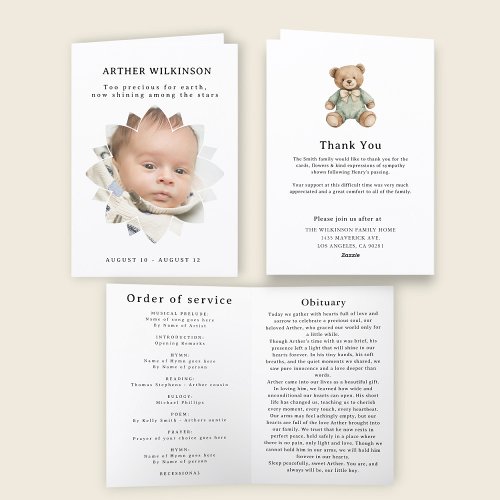 Shining Star Infant Memorial Order of Service Card