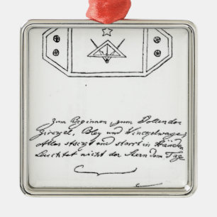 Shining star over square and Compass and lead Metal Ornament