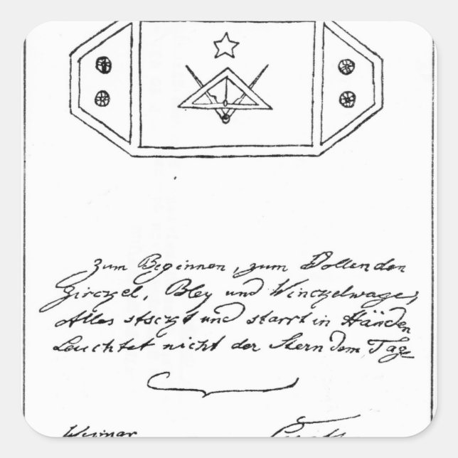 Shining star over square and Compass and lead Square Sticker (Front)