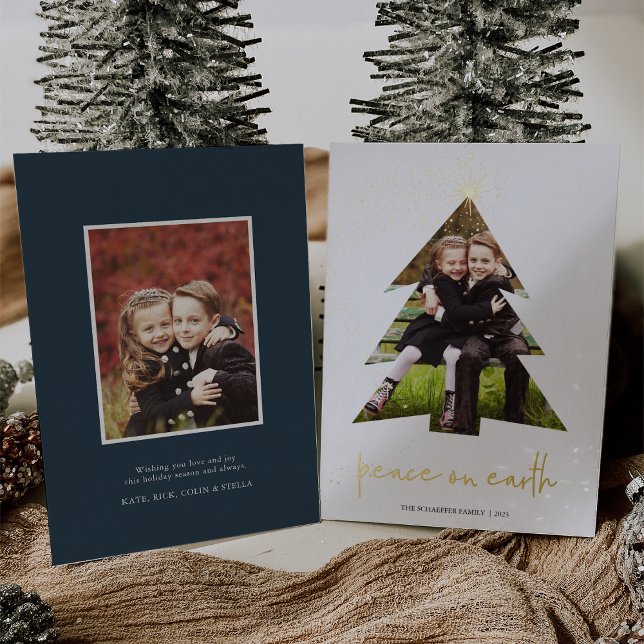 Shining Star | Peace On Earth Photo Foil Holiday Card (Creator Uploaded)