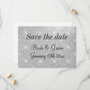 Shining stars glittery save the date wedding card