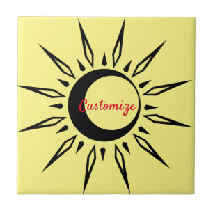 Shining Sun Crescent Moon Thunder_Cove Ceramic Tile