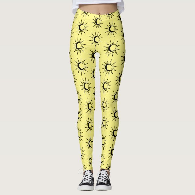 Shining Sun Crescent Moon Thunder_Cove yellow Leggings (Front)