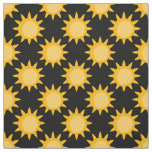 Shining Sun Illustration On Black Pattern Design  Fabric