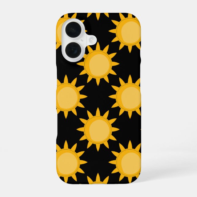 Shining Sun Illustration On Black Pattern Design  Iphone Case (Back)