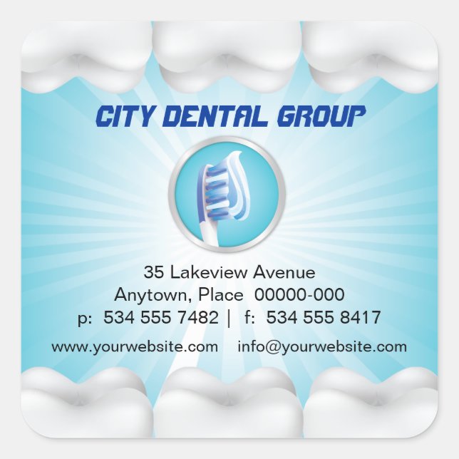 Shining Teeth Dentist Square Sticker (Front)