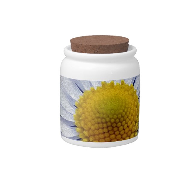 shining white daisy candy jar (Front)