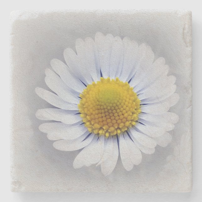 shining white daisy stone coaster (Front)