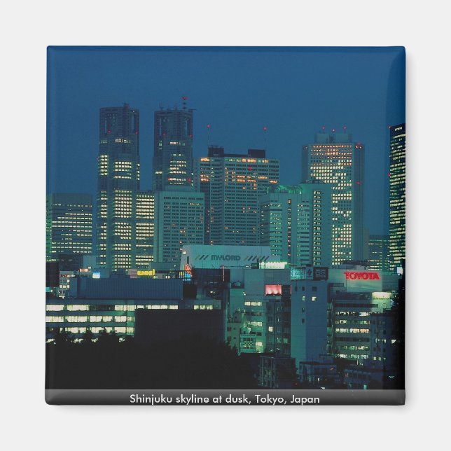 Shinjuku skyline at dusk, Tokyo, Japan Magnet (Front)