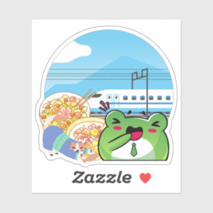 Shinkansen Trip: Salaryman Frog and Japanese Meals Sticker