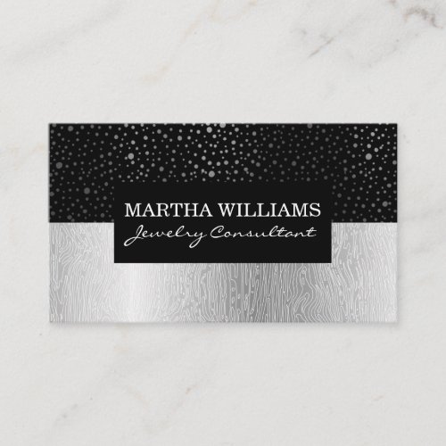 Shinny Dots Pattern Black  Silver Natural Pattern Business Card