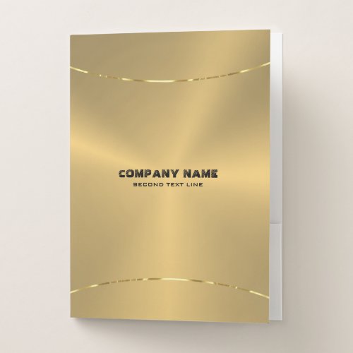 Shinny Faux Gold Stainless Steel Look Pocket Folder