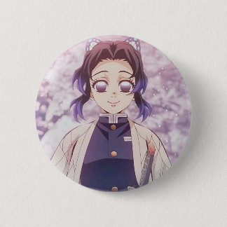 Shinobu Kocho brooch from the anime Demon Slayer Button