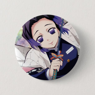 Shinobu Kocho brooch from the anime Demon Slayer Button