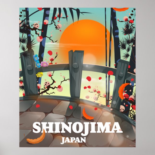 Shinojima travel poster map (Front)