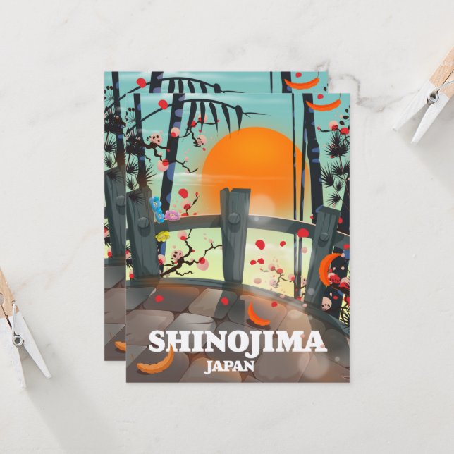 Shinojima travel poster map (Front/Back In Situ)