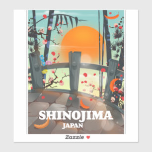 Shinojima travel poster map sticker