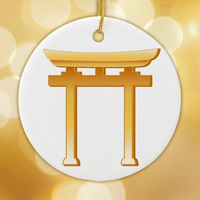 Shinto, Gold Symbol Ceramic Ornament (Gold Torii Gate ornament, symbol of the Shinto religion.  Peace.)