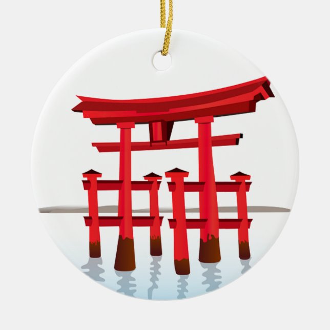 Shinto Japanese Gate Architecture Building Culture Ceramic Ornament (Front)