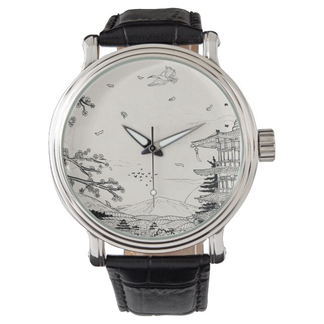 Shinto Shrine Fuji Edo Period Japan Shogun Inspire Watch (Front)