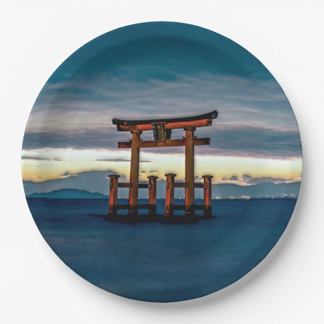 Shinto Shrine-Torii-Japanese Gate Paper Plates (Front)