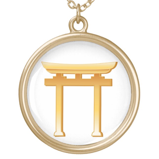 Shinto Symbol Gold Plated Necklace (Front)