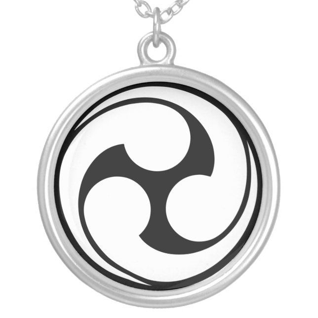 Shinto Tomoe Elegance  Silver Plated Necklace (Front)