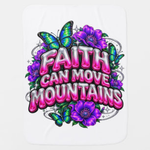 Shiny 3D Puffy Faith Can Move Mountains Kids Blank Baby Blanket