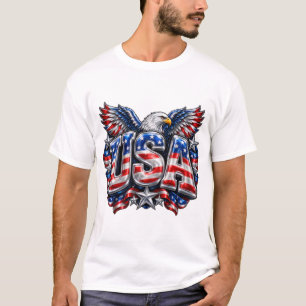 Shiny 3D Puffy USA Athletic Eagle Men T Shirt