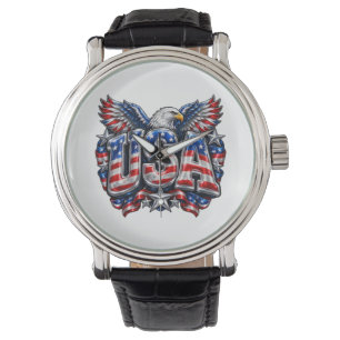 Shiny 3D Puffy USA Athletic Eagle Men Watch