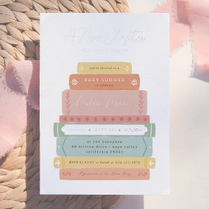 Shiny A New Chapter   Cute Storybook Baby Shower  Foil Invitation