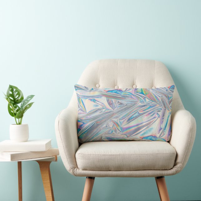 Shiny abstract sliver pillow.  lumbar pillow (Chair)