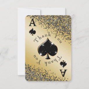 Shiny Ace of Spades & Black Glitter Thank You Card