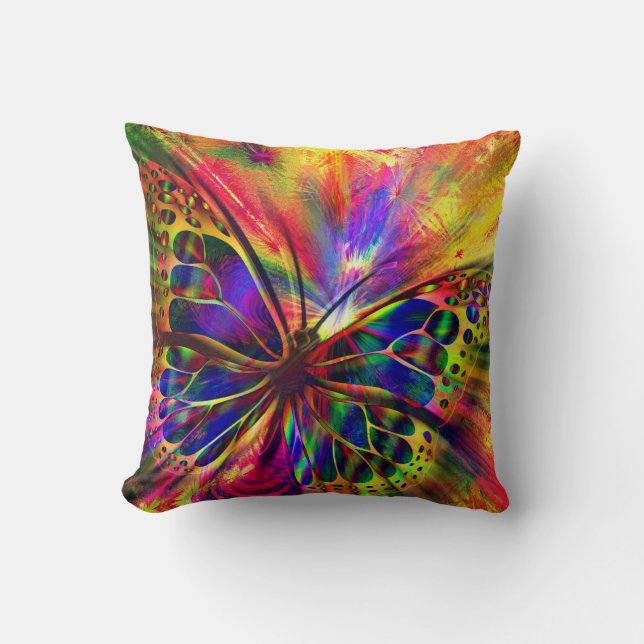Shiny And Colorful Butterfly Throw Pillow (Front)