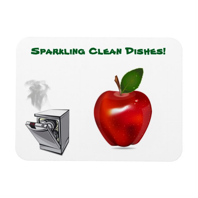 Shiny Apple Clean Dishes Sign Magnet (Horizontal)