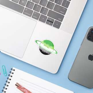 Shiny Aromantic Planet with Rings Sticker
