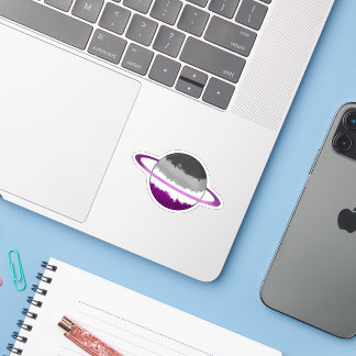 Shiny Asexual Planet with Rings Sticker